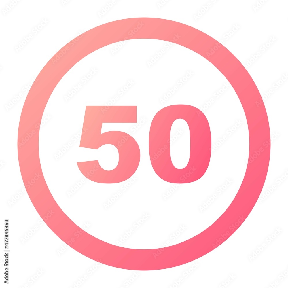 Vector Speed Limit 50 Glyph Gradient Icon Design Vector Speed Limit 50 Glyph Gradient Icon Design