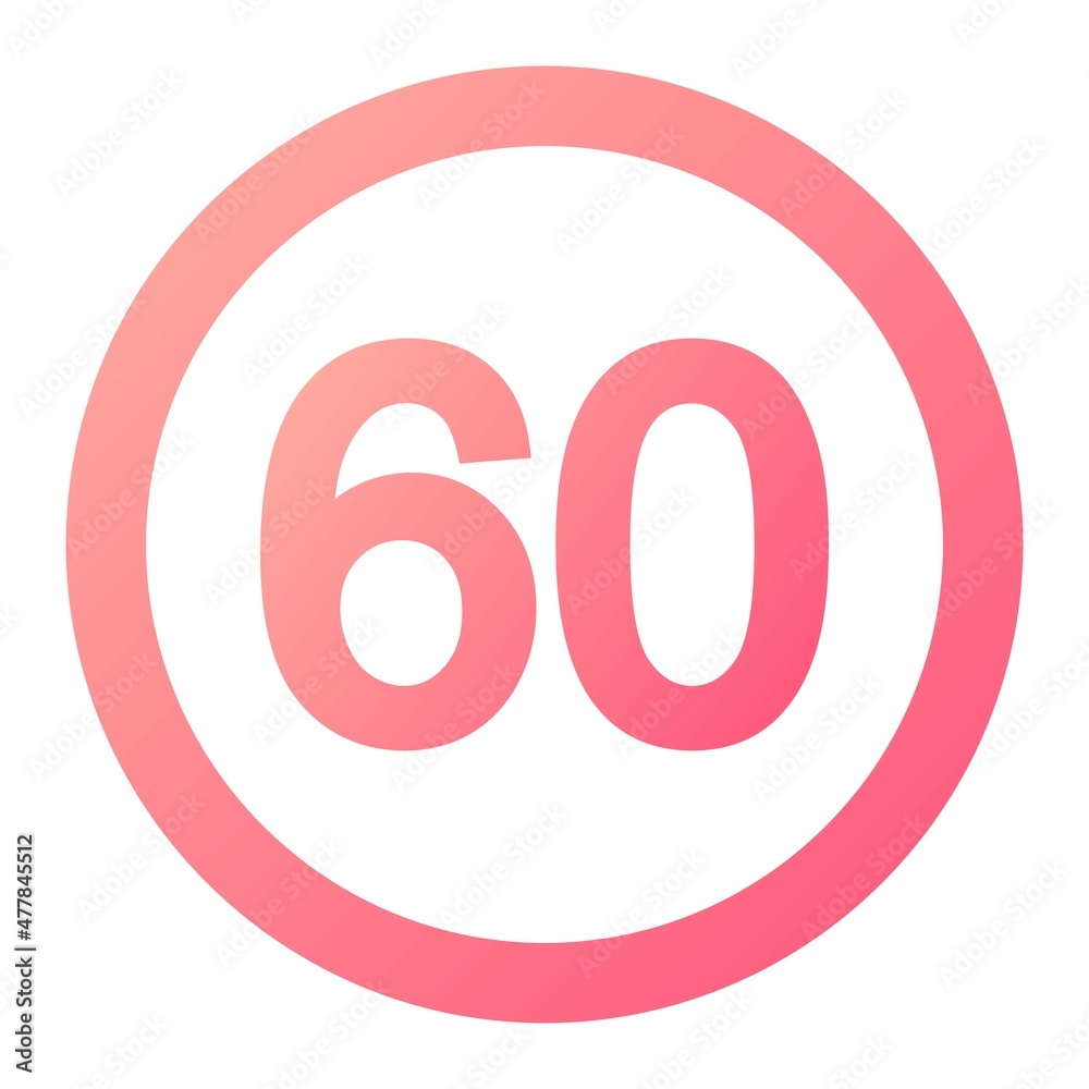 Vector Speed Limit 60 Glyph Gradient Icon Design Vector Speed Limit 60 Glyph Gradient Icon Design