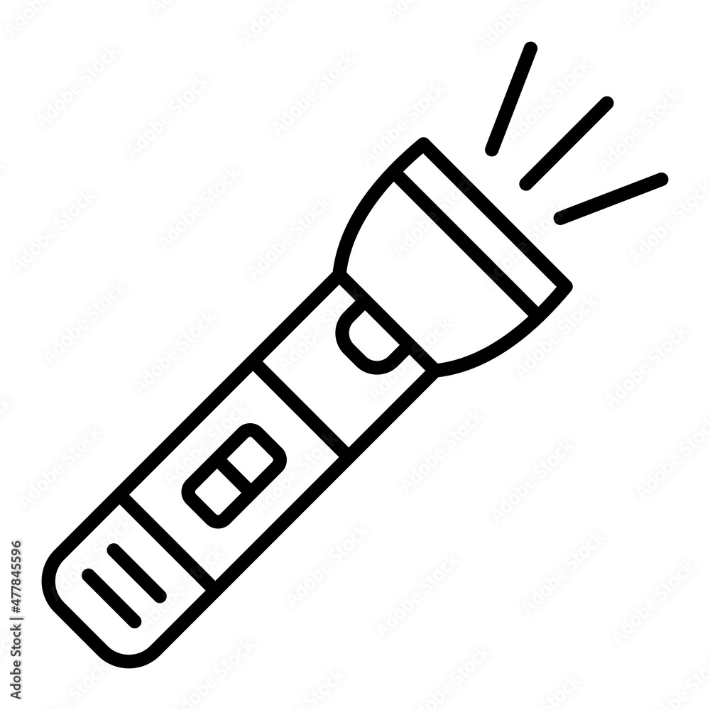 Flashlight Vector Outline Icon Isolated On White Background Flashlight Vector Outline Icon Isolated On White Background