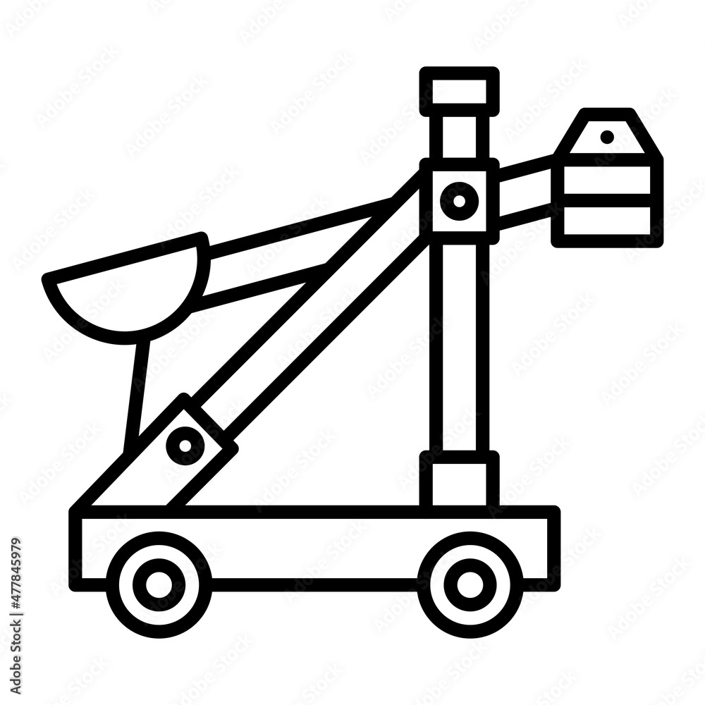 Catapult Vector Outline Icon Isolated On White Background Catapult Vector Outline Icon Isolated On White Background