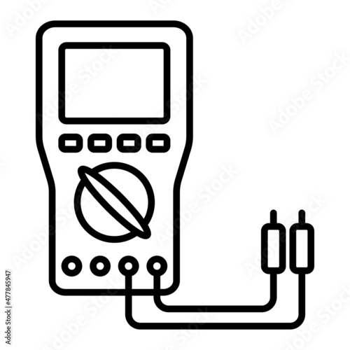 Voltmeter Vector Outline Icon Isolated On White Background