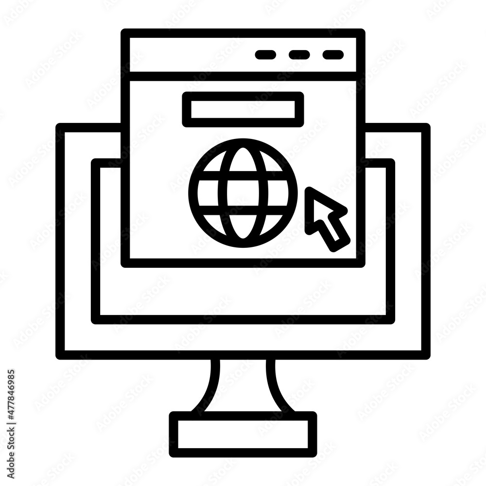 Browser Vector Outline Icon Isolated On White Background Browser Vector Outline Icon Isolated On White Background