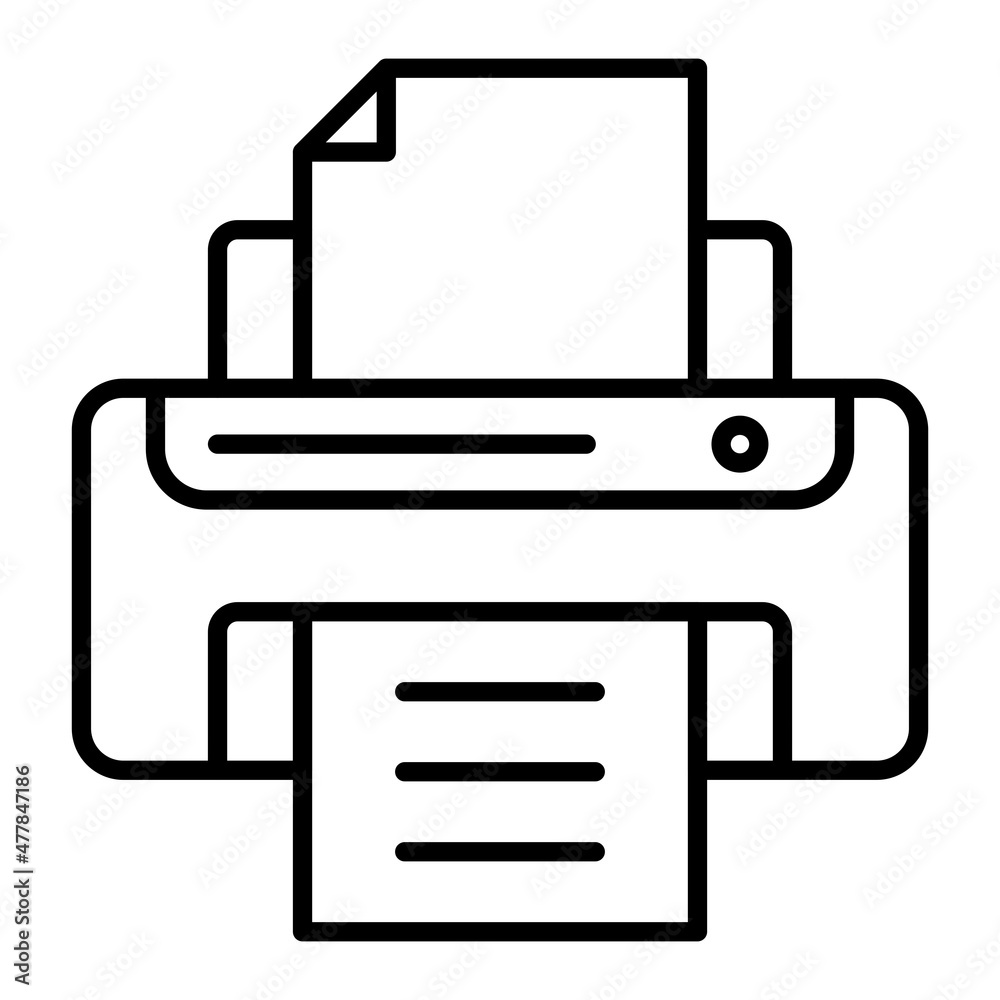 Printer Vector Outline Icon Isolated On White Background Printer Vector Outline Icon Isolated On White Background