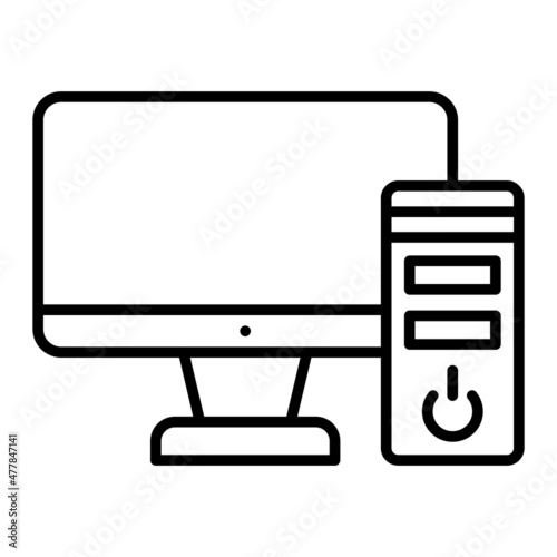 Computer Vector Outline Icon Isolated On White Background