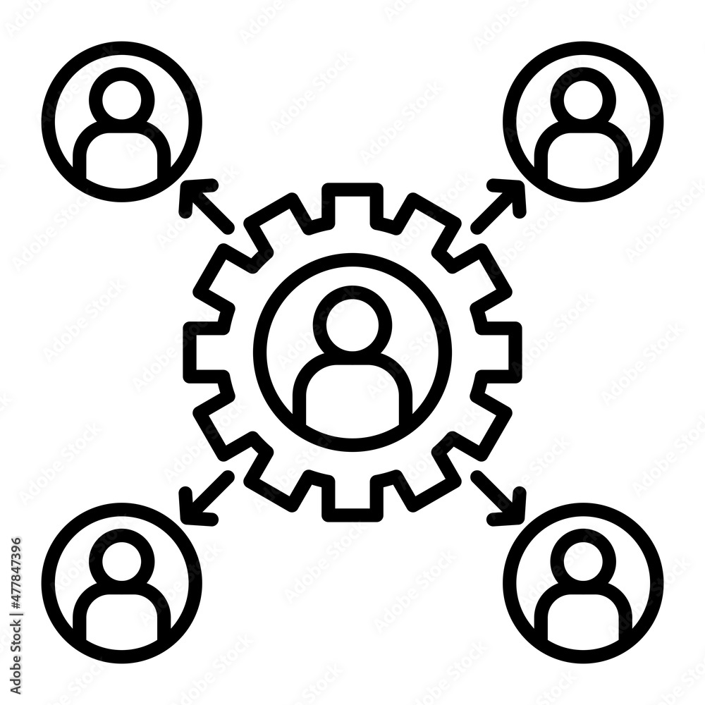 Outsourcing Vector Outline Icon Isolated On White Background