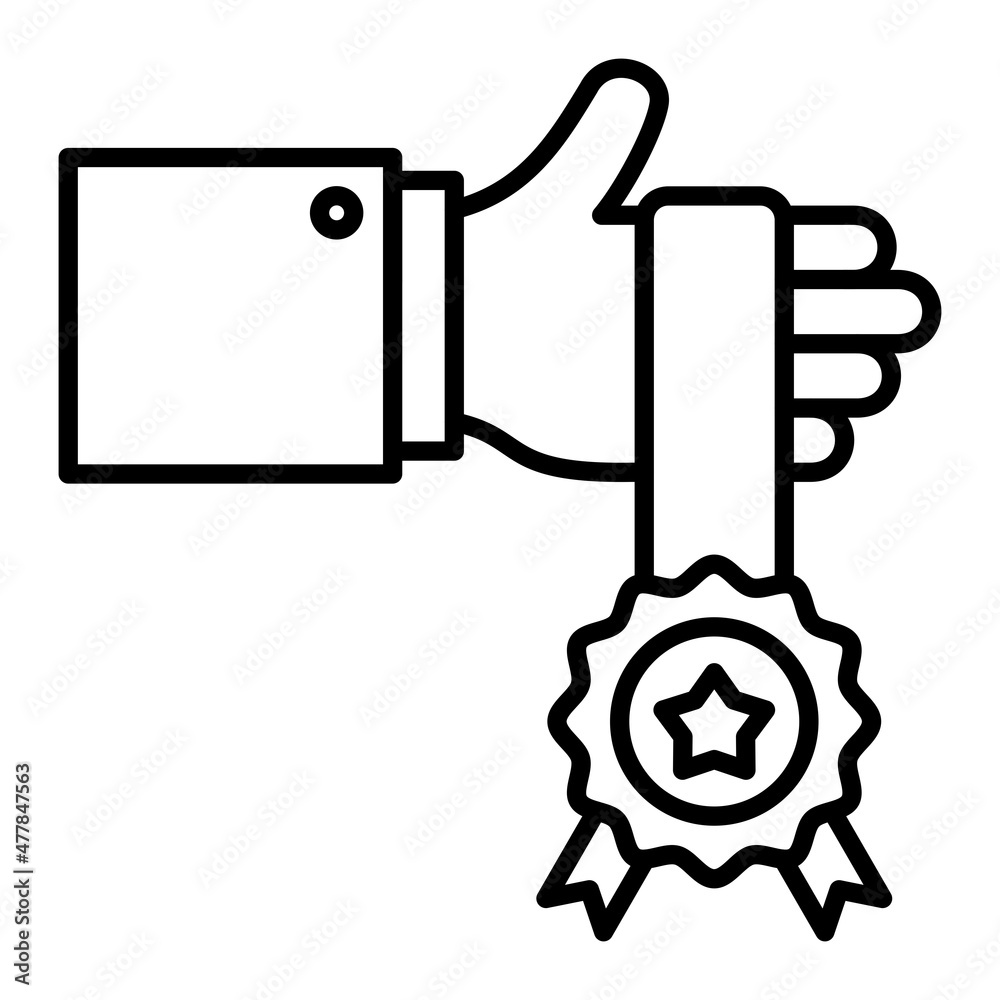 Medal Vector Outline Icon Isolated On White Background Medal Vector Outline Icon Isolated On White Background
