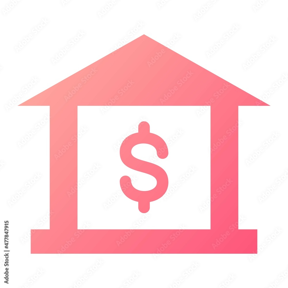 Vector Bank Glyph Gradient Icon Design Vector Bank Glyph Gradient Icon Design
