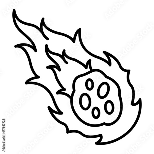 Bild auf Leinwand Meteror Vector Outline Icon Isolated On White Background