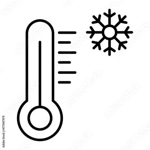 Cold Vector Outline Icon Isolated On White Background