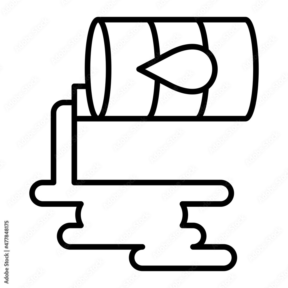 Oil Spill Vector Outline Icon Isolated On White Background
