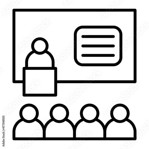 Seminar Vector Outline Icon Isolated On White Background