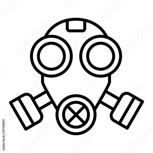 Gas Mask Vector Outline Icon Isolated On White Background