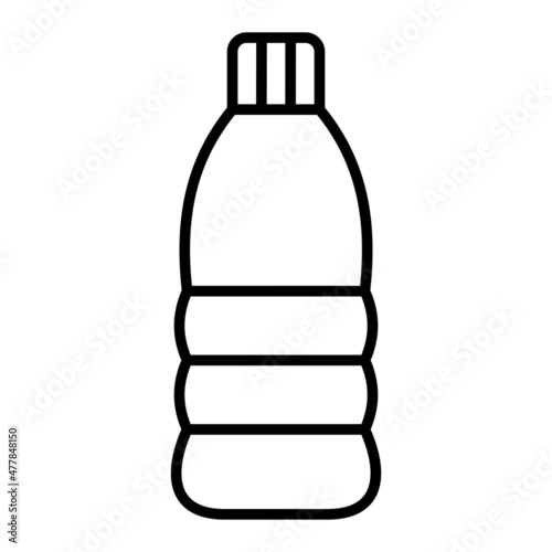Plastic Bottle Vector Outline Icon Isolated On White Background