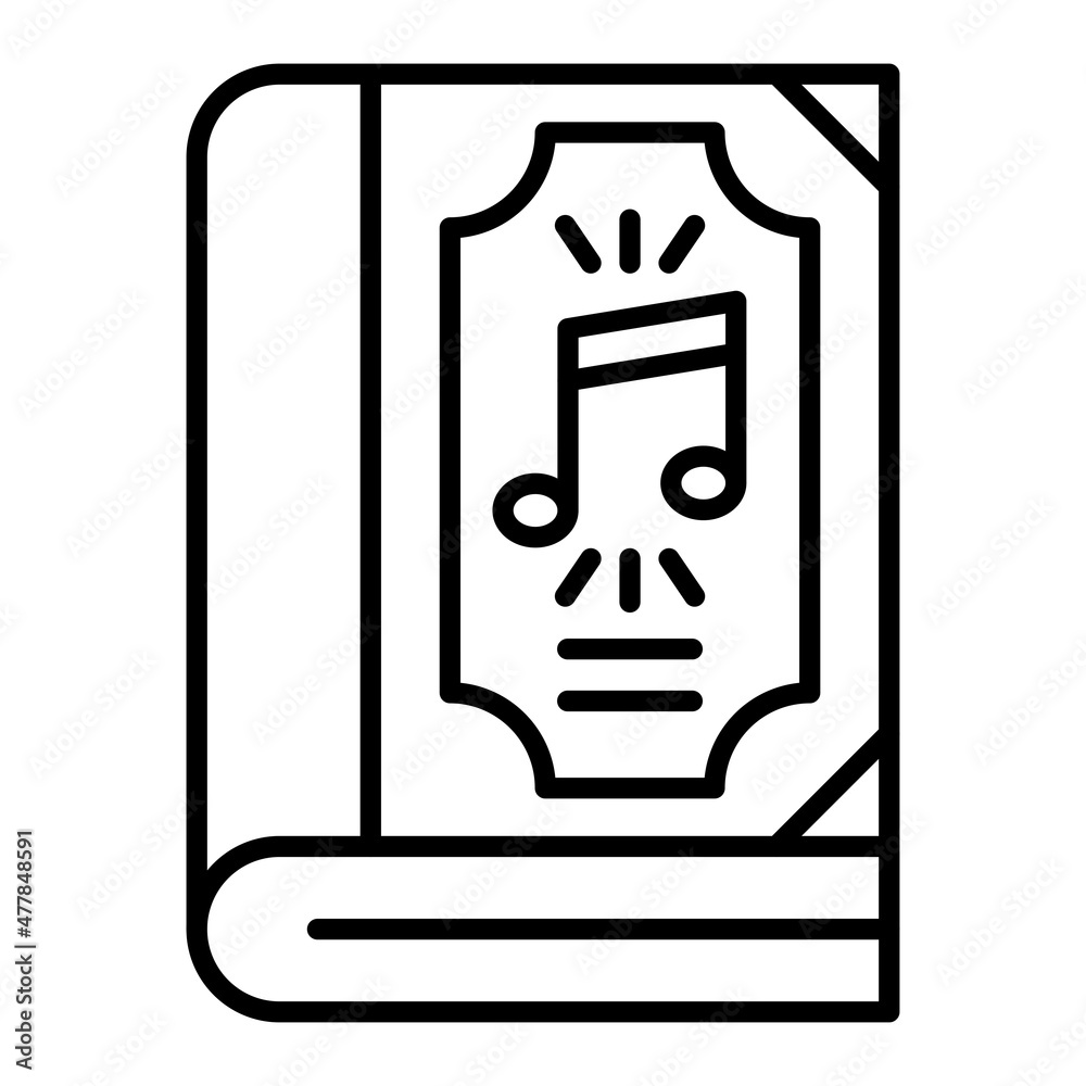 Music Book Vector Outline Icon Isolated On White Background Music Book Vector Outline Icon Isolated On White Background