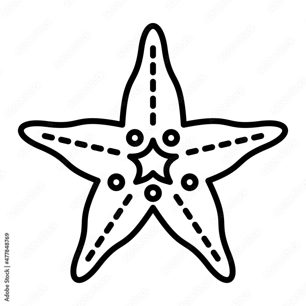 Starfish Vector Outline Icon Isolated On White Background Starfish Vector Outline Icon Isolated On White Background