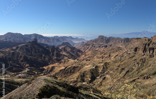 Gran Canaria  landscape of the central part of the island  Las Cumbres  ie The Summits   Caldera de Tejeda in geographical center of the island