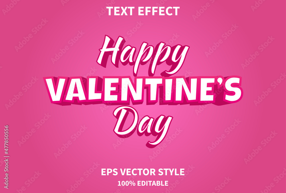 pink happy valentine's day text effect design. design for templates.