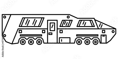 A very large motorhome. Motorhome for traveling a large family, many people. A vehicle for relaxing outside.Vector icon, outline, isolated