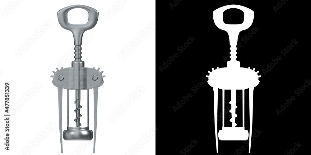 3D rendering illustration of a corkscrew 3D rendering illustration of a corkscrew