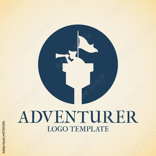 Explorer logo template with simple silhouette style