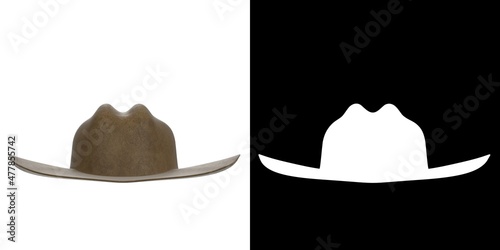 Print op canvas 3D rendering illustration of a cowboy hat