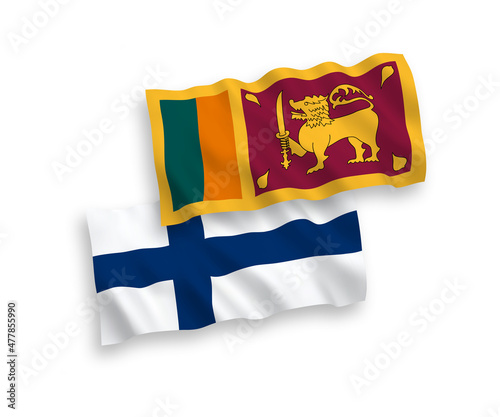 Flags of Finland and Sri Lanka on a white background