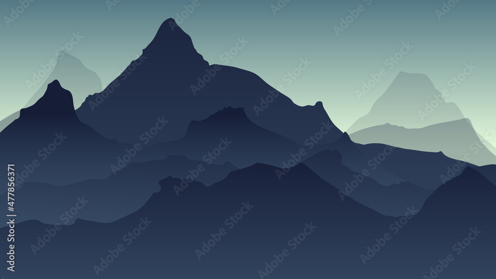 Fototapeta premium Landscape view natural , Overlapping valleys at dusk , Illustration Vector EPS 10