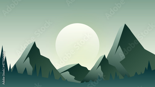 Fototapeta Naklejka Na Ścianę i Meble -  Landscape view natural Mountains overlap at sunset , Illustration Vector EPS 10