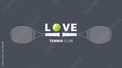 Tennis club logo with racket and ball , Simple flat design style , illustration Vector EPS 10, can use for tennis Championship Logo