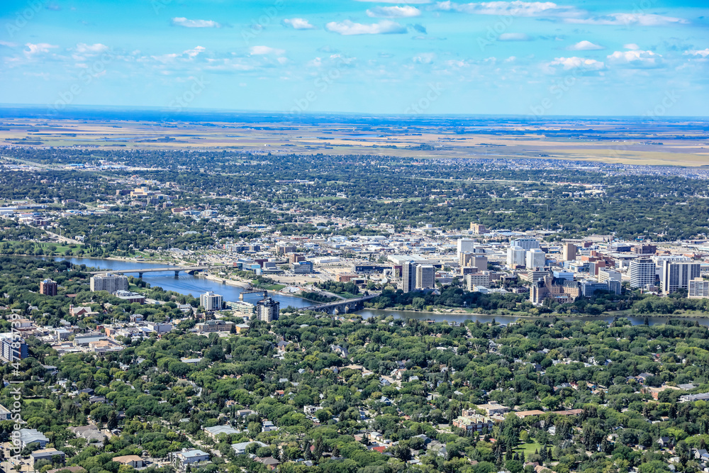 Aerial view of the downtown area of Saskatoon, Saskatchewan, Canada Aerial view of the downtown area of Saskatoon, Saskatchewan, Canada