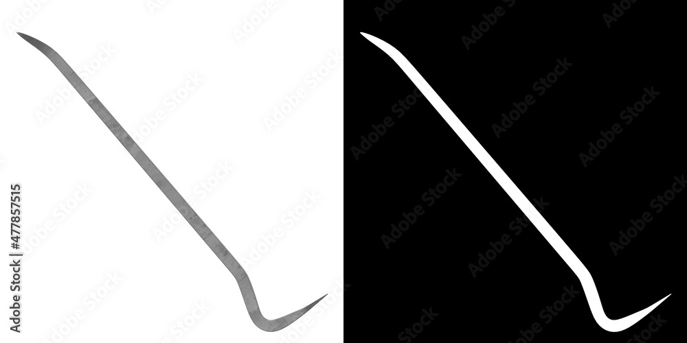 3D rendering illustration of a crowbar 3D rendering illustration of a crowbar