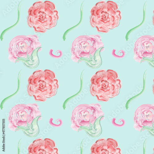 watercolor aquarelle roses flowers blossom pattern wallpaper background