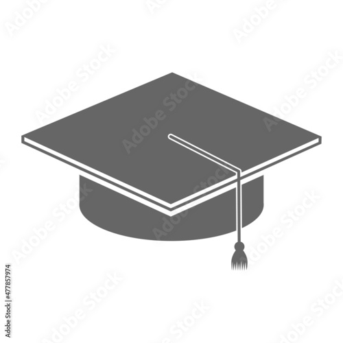 Gray graduation hat isolated on white background, vector illustration  your web site design, logo.  EPS10.