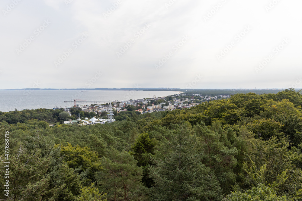 The view from the tree top walk towards Swinemünde/Wollin in Poland on the island of Usedom.