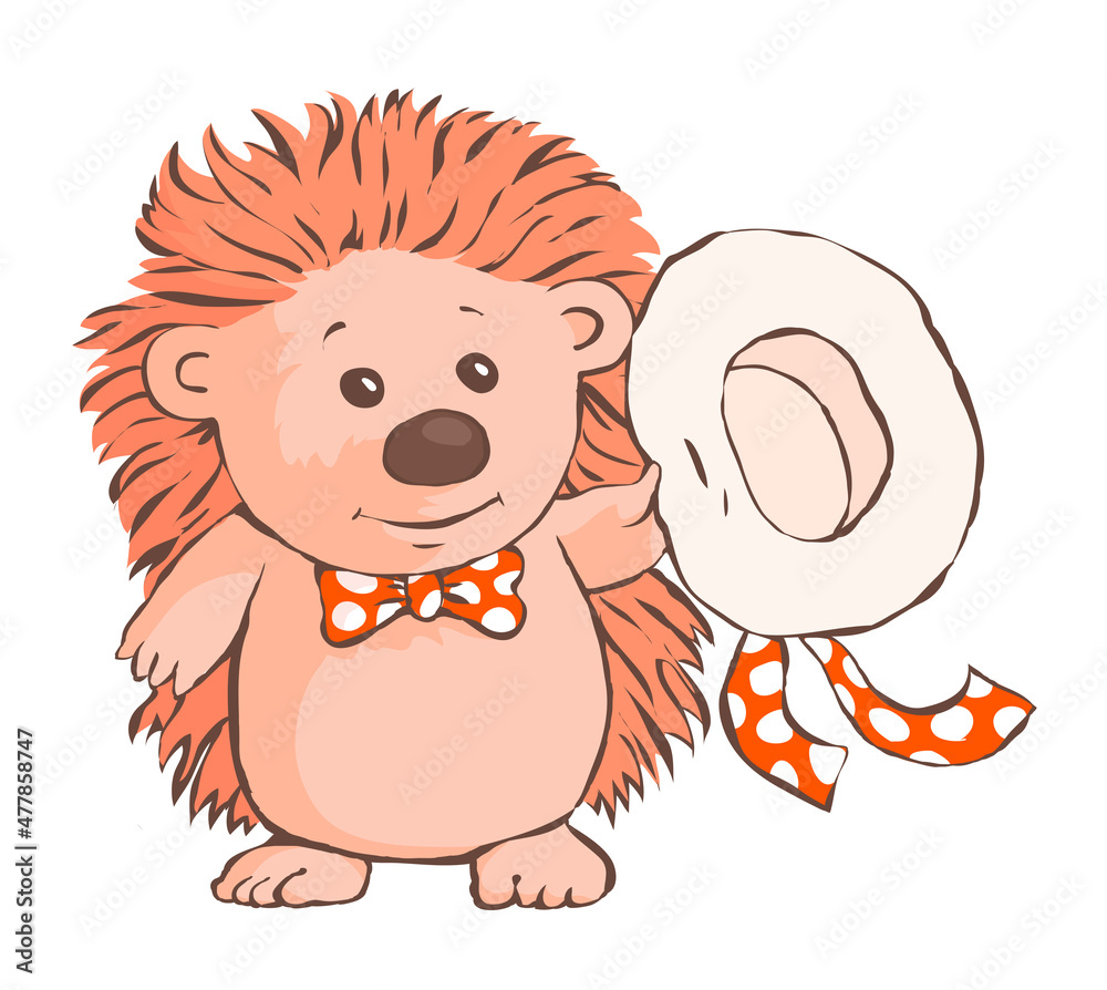 kawaii hedgehog waving goodbye