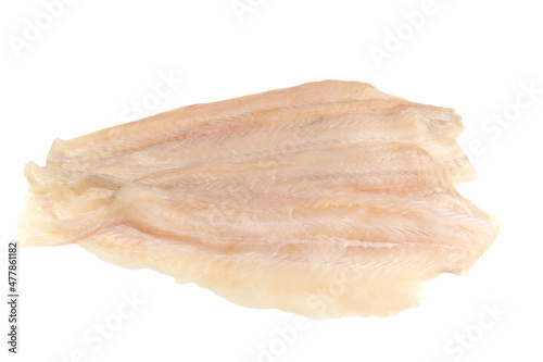 raw flounder fillet isolated on a white background