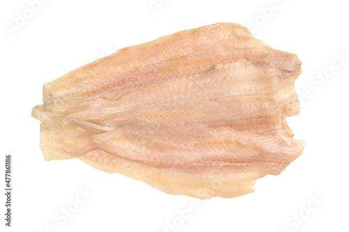 raw flounder fillet isolated on a white background Fototapet