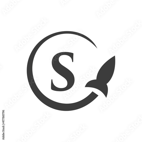 Travel Logo On Letter S Concept. Letter S Travel Logo Vector Template