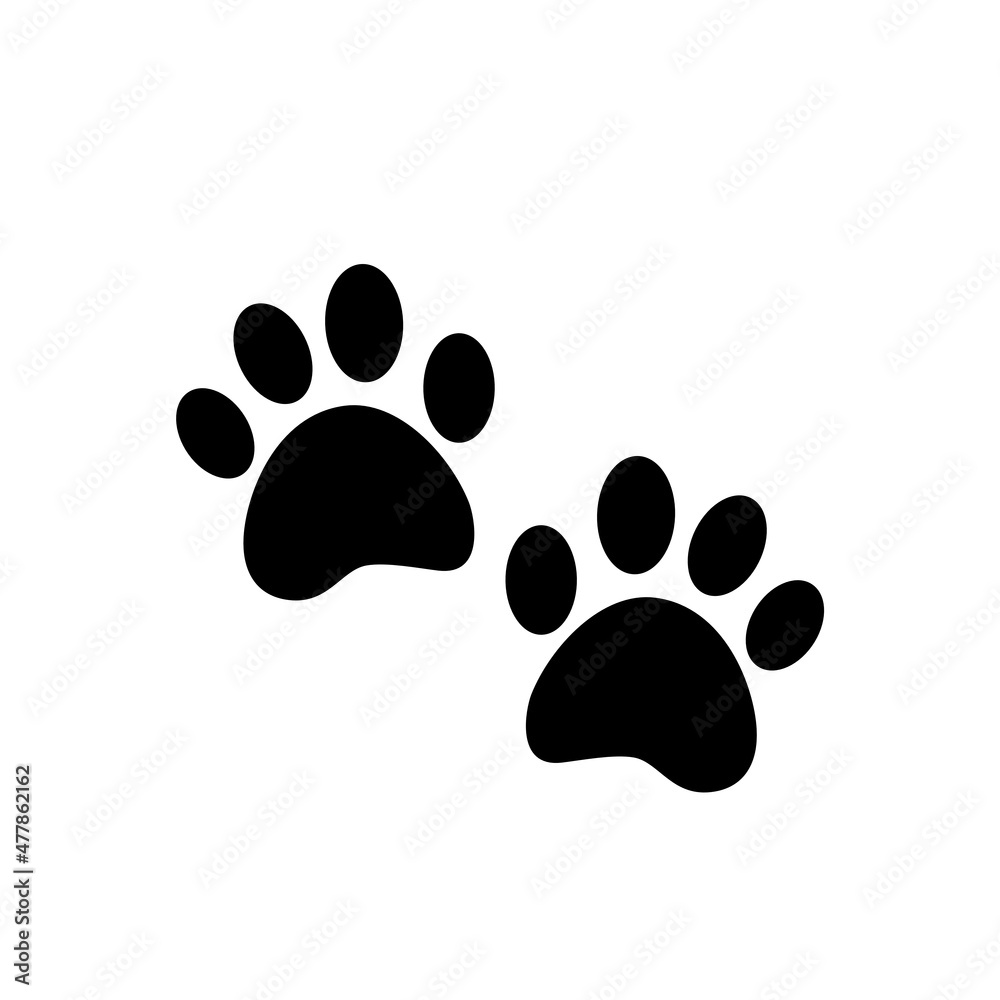 Animal footprints, black icon. Simple flat design. Isolated on white background vector illustration. Animal footprints, black icon. Simple flat design. Isolated on white background vector illustration.