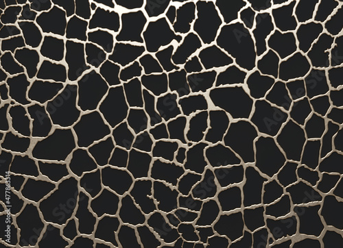 Luxury 3D background made of  gold metal decor elements and black . 3d render. animalier giraffe pattern
