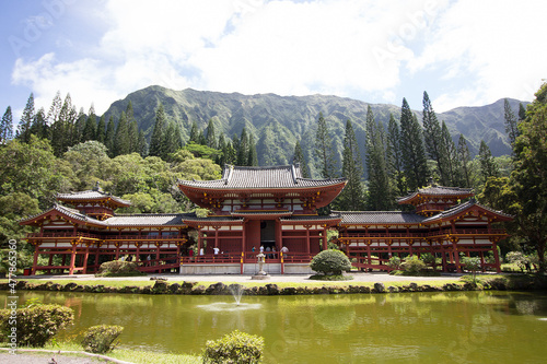 Chinese temple with the mountains