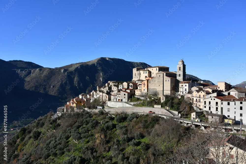 Panoramic view of Savoia di Lucania, a small town in the mountains of the province of Potenza.	