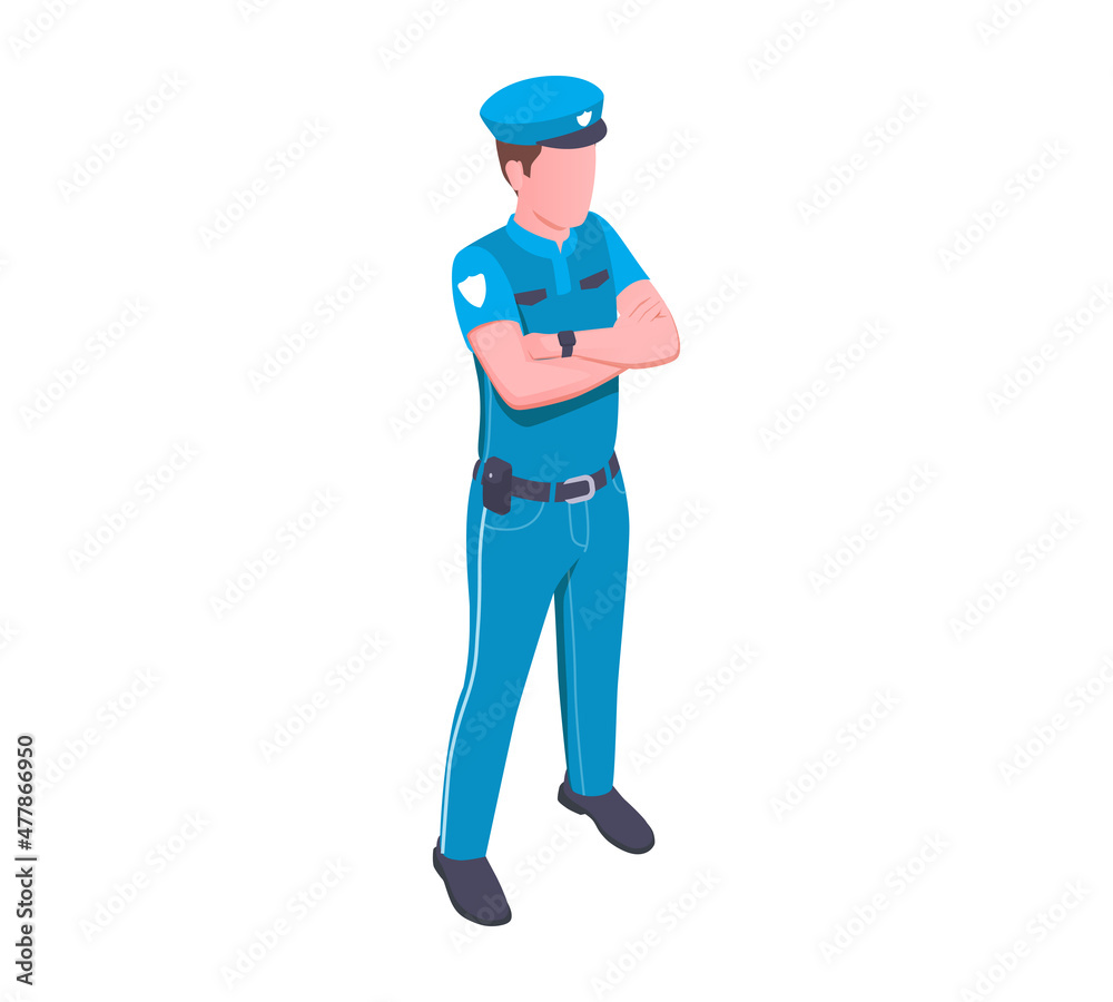 Isometric Police Officer Composition Isometric Police Officer Composition