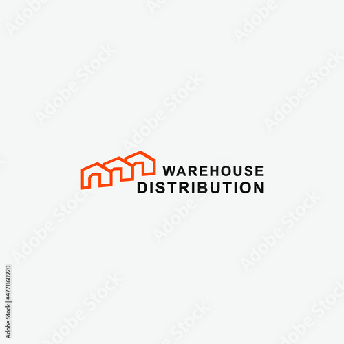 outline warehouse distribution logo business vector design template. simple storehouse logo concept vector design illustration with modern, unique and hipster styles. 
