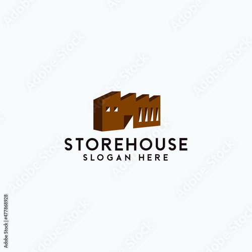 silhouette old storehouse logo business vector design template. simple antique warehouse logo concept vector design illustration isolated on white background. 