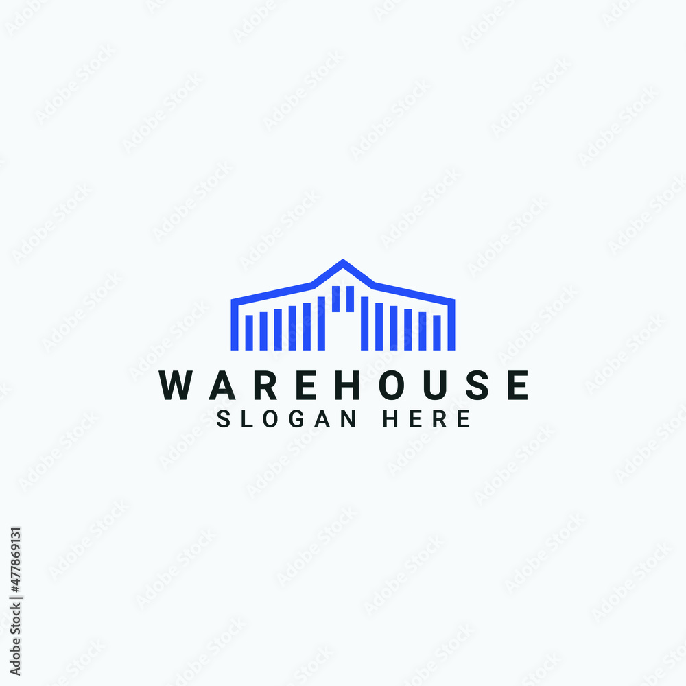 modern warehouse logo business template. simple manufacture building logo concept vector design illustration with minimalist and clean styles isolated on white background.  