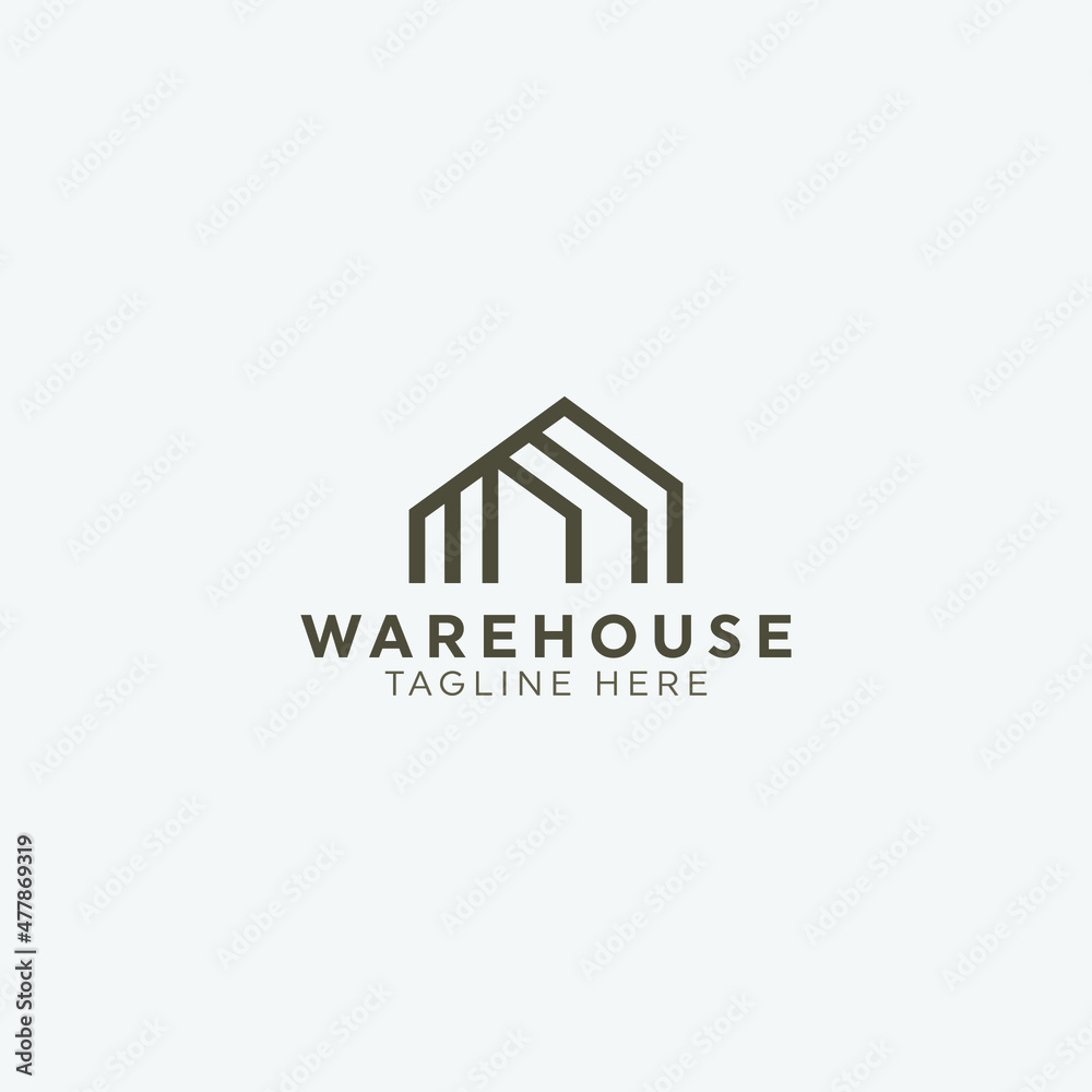 modern warehouse logo business vector design illustration. simple warehouse logo concept vector design inspiration isolated on white background. 