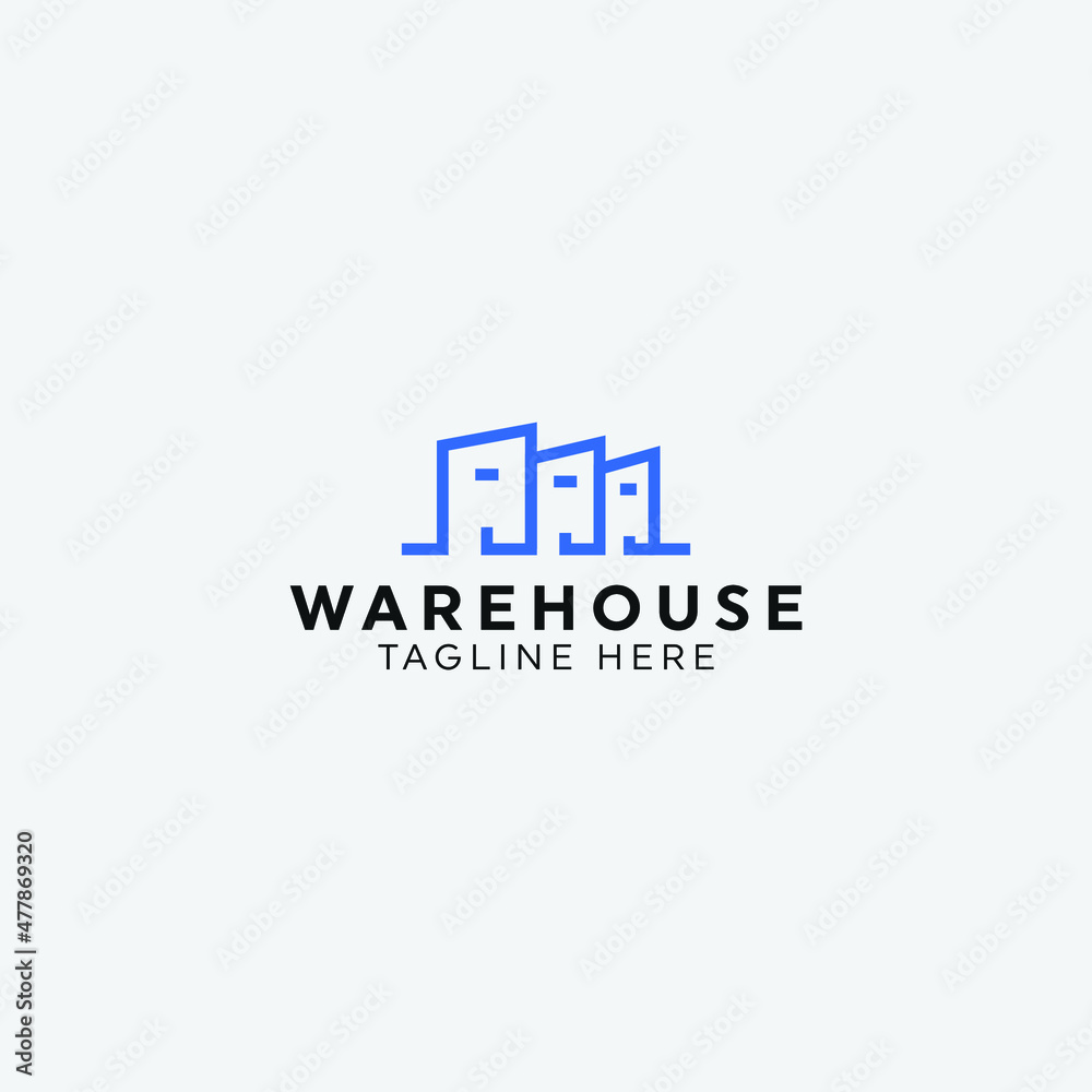 modern warehouse building logo business vector design template. outline building distributor logo concept vector design  inspiration. 