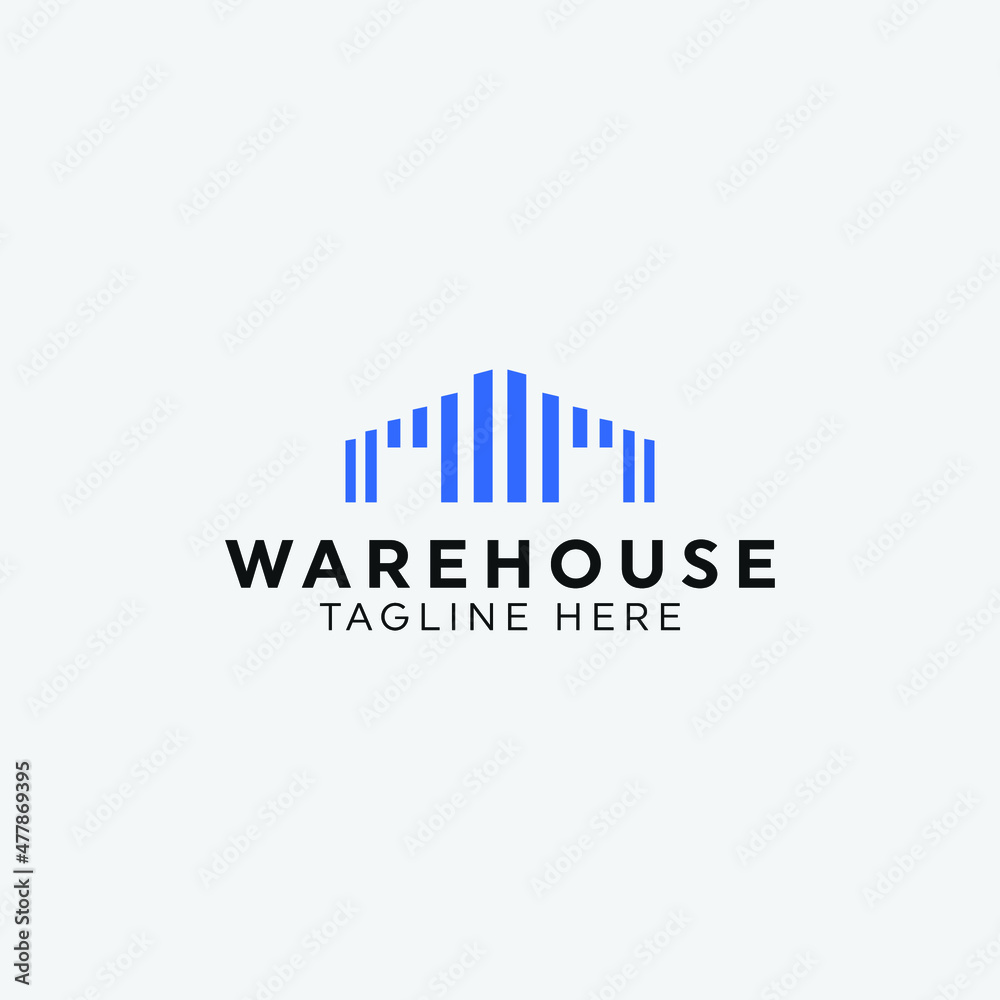 modern warehouse logo business vector design illustration. minimalist building manufacture logo concept vector design template isolated on white background. 