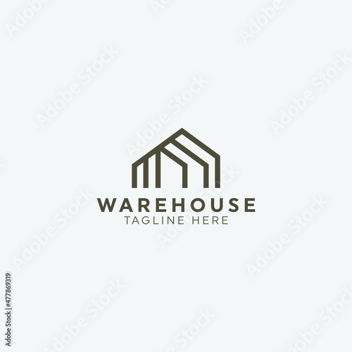 modern warehouse logo business vector design illustration. simple warehouse logo concept vector design inspiration isolated on white background. 